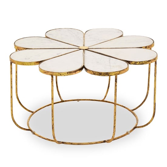 Read more about Mekbuda petal white marble top coffee table with gold frame