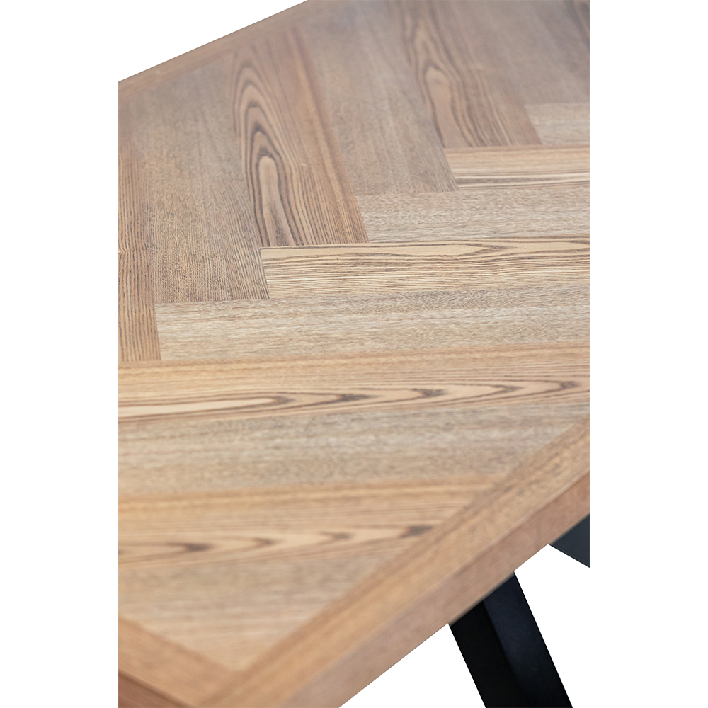 Ruben Rectangular Ash Veneer Dining Table with Black X-Shaped Legs