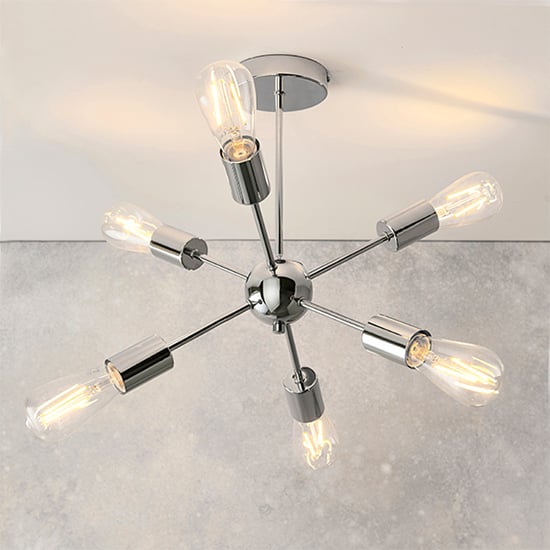 Product photograph of Rubens 6 Lights Semi Flush Ceiling Light In Chrome from Furniture in Fashion