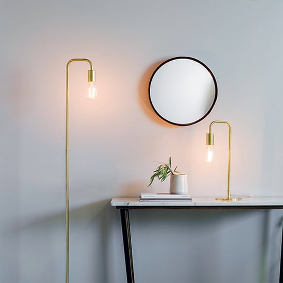 Rubens Steel Table Lamp In Satin Brass