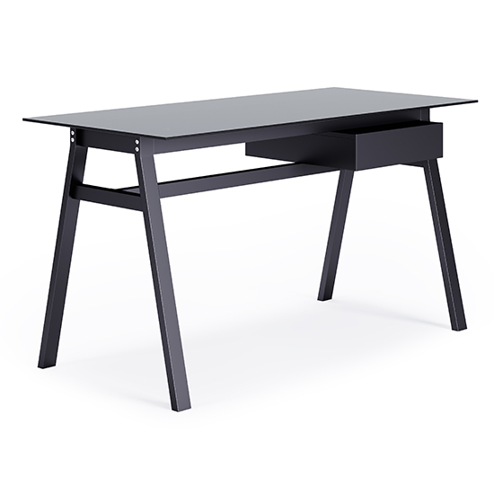 Rubery Black Glass Top Computer Desk With Black Frame_2
