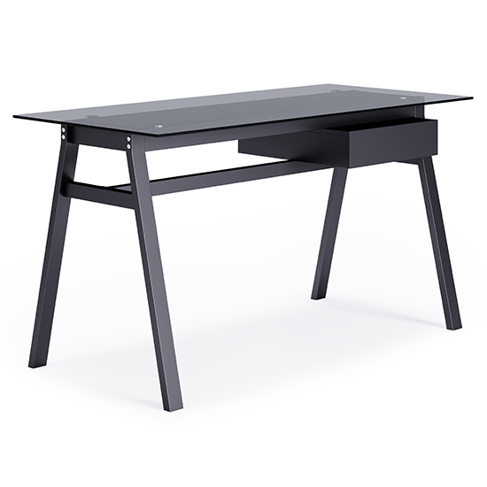 Rubery Grey Glass Top Laptop Desk With Grey Frame