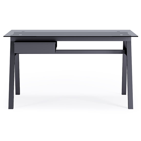 Rubery Grey Glass Top Laptop Desk With Grey Frame