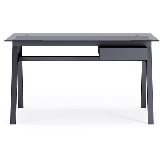 Rubery Grey Glass Top Laptop Desk With Grey Frame