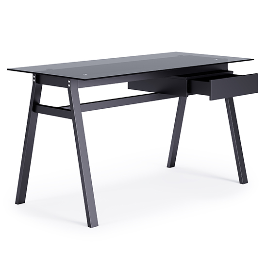 Rubery Grey Glass Top Laptop Desk With Grey Frame