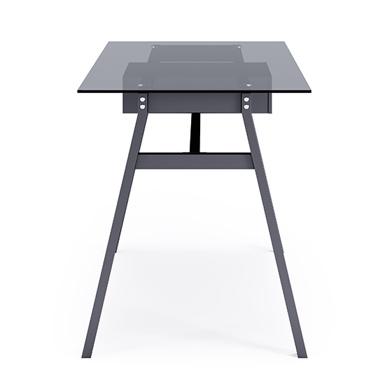 Rubery Grey Glass Top Laptop Desk With Grey Frame