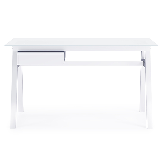 Rubery White Glass Top Computer Desk With White Frame_3