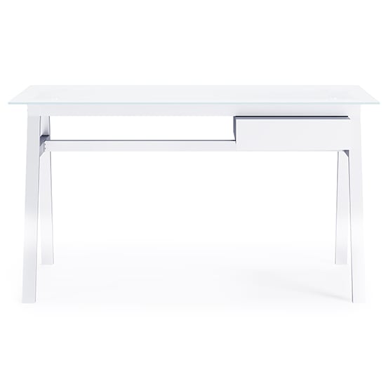 Rubery White Glass Top Computer Desk With White Frame_4