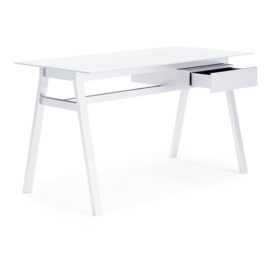 Rubery White Glass Top Computer Desk With White Frame_5