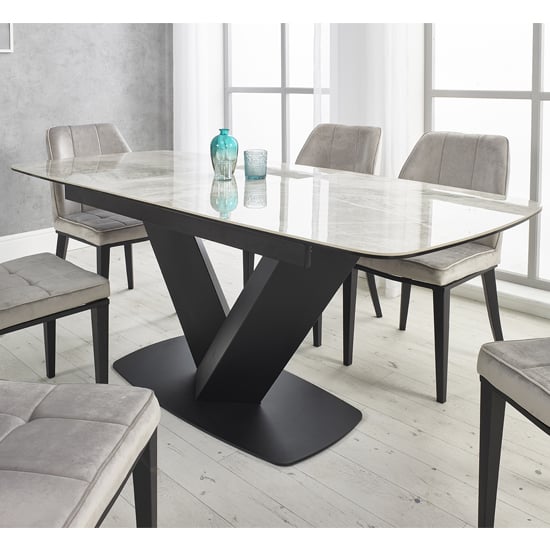 Riva Extending Ceramic Dining Table In Light Grey_1