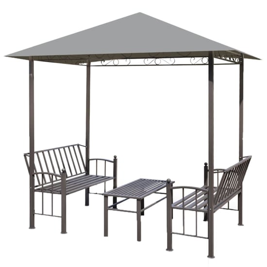 Ruby Garden Pavilion With 1 Table And 2 Benches In Anthracite_2