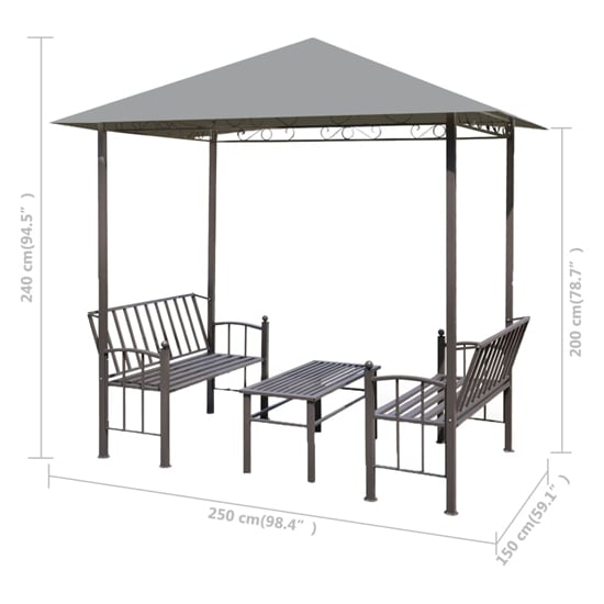 Ruby Garden Pavilion With 1 Table And 2 Benches In Anthracite_4