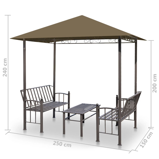 Ruby Garden Pavilion With 1 Table And 2 Benches In Taupe_4