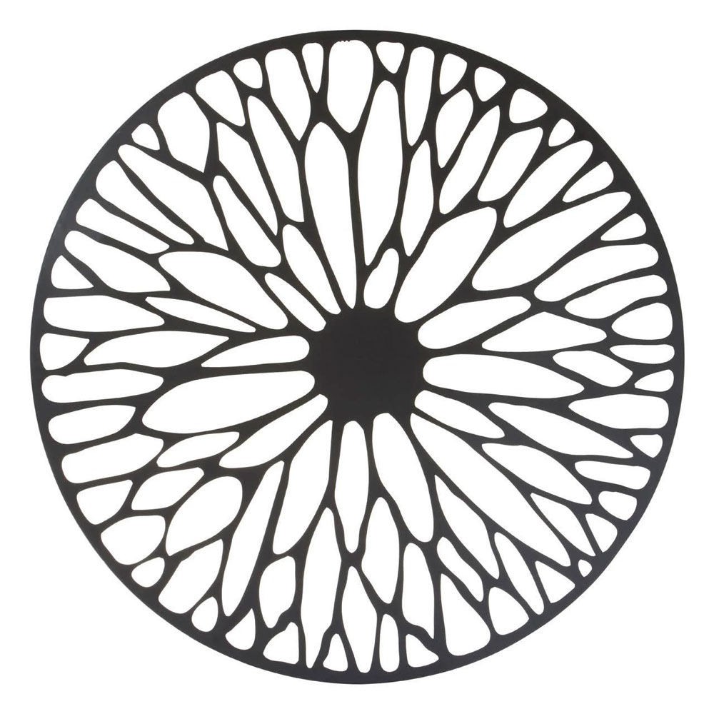 Ruchbah Large Metal Floral Design Wall Art in Black