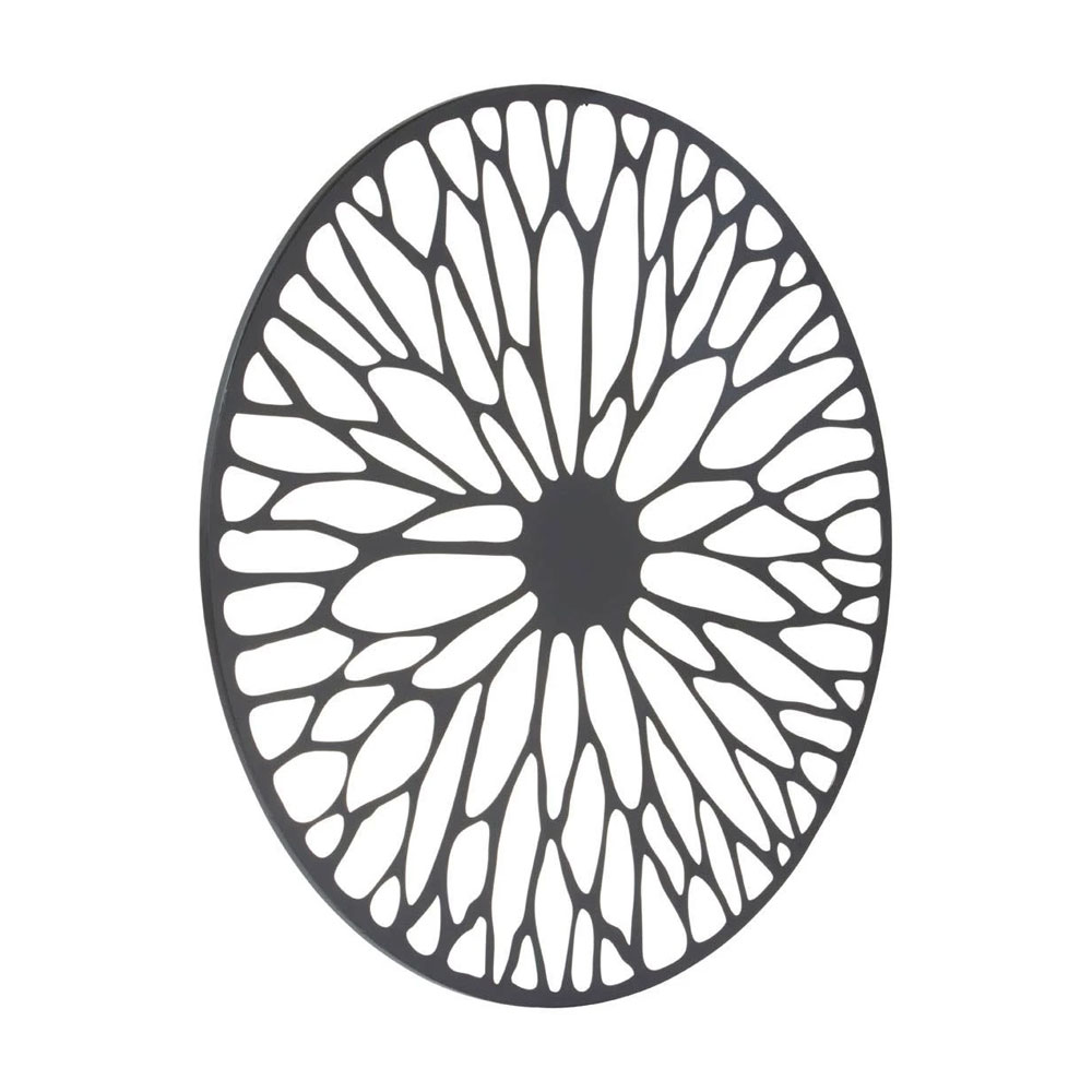 Ruchbah Large Metal Floral Design Wall Art in Black