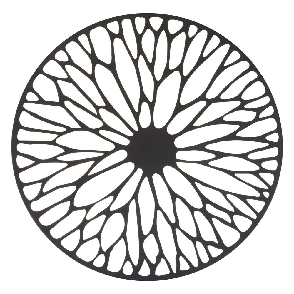 Ruchbah Medium Metal Floral Design Wall Art in Black