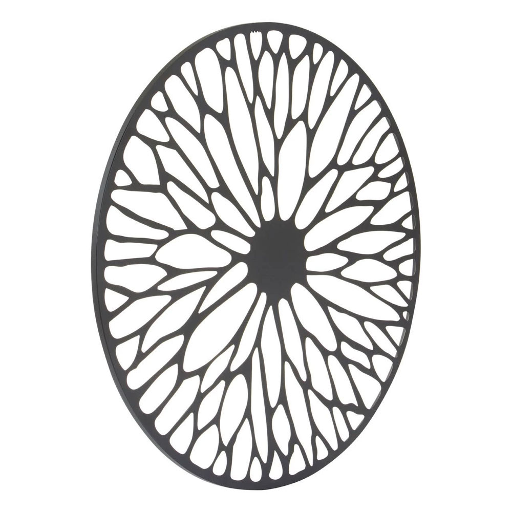 Ruchbah Medium Metal Floral Design Wall Art in Black