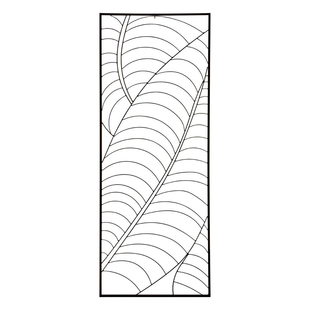 Ruchbah Metal Frame Leaf Design Wall Art in Black