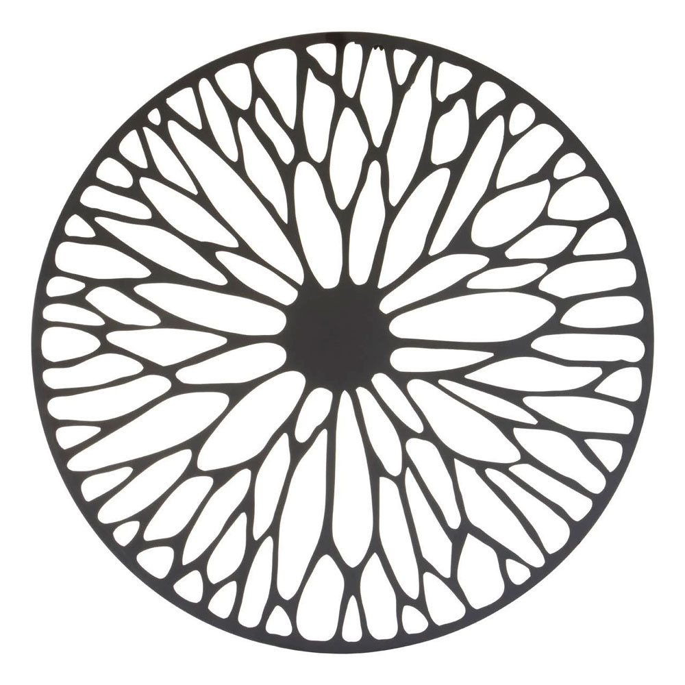 Ruchbah Small Metal Floral Design Wall Art in Black