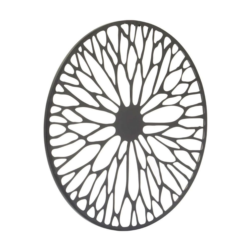 Ruchbah Small Metal Floral Design Wall Art in Black