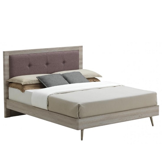 Batya Wooden Double Bed In Grey Oak Effect And Mocca Fabric_1