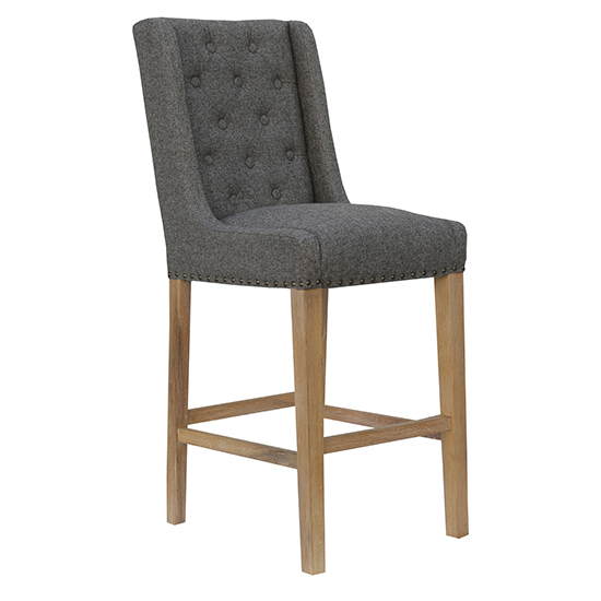 Rugeley Dark Grey Fabric Button Back Bar Stools In Pair_2