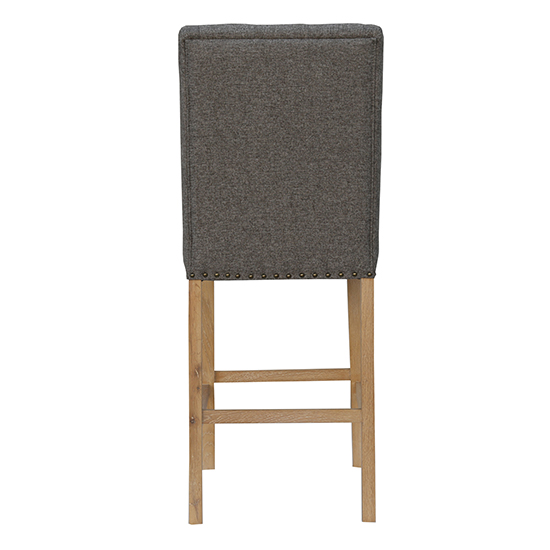 Rugeley Fabric Button Back Bar Stool In Dark Grey With Studs_3