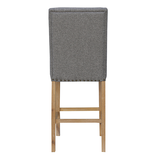 Rugeley Fabric Button Back Bar Stool In Light Grey With Studs_3