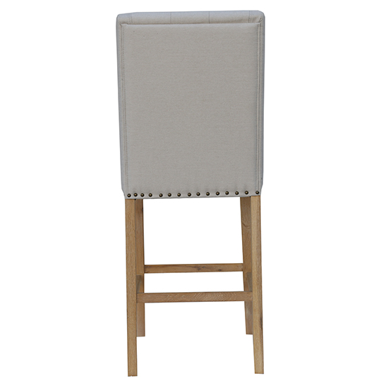 Rugeley Fabric Button Back Bar Stool In Natural With Studs_3