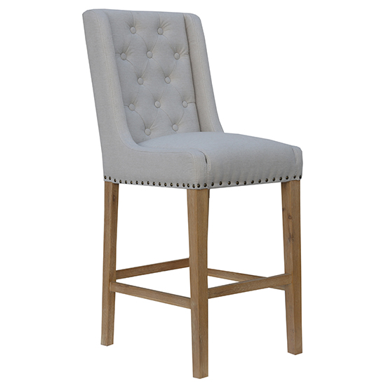 Rugeley Natural Fabric Button Back Bar Stools In Pair_2