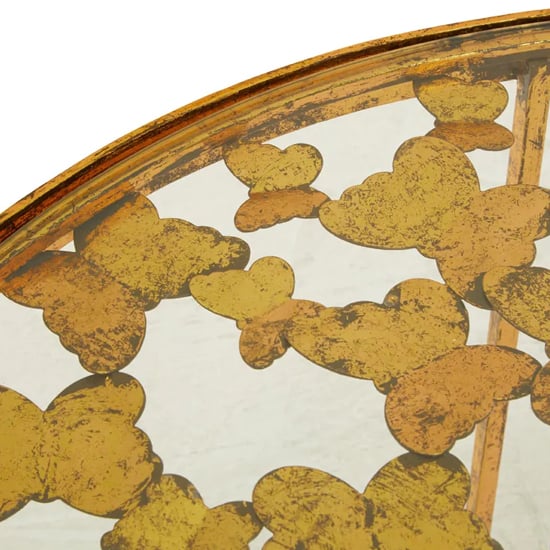 Mekbuda Round Clear Glass Top Coffee Table With Gold Frame