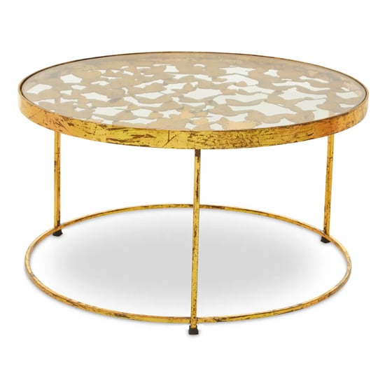 Product photograph of Mekbuda Round Clear Glass Top Coffee Table With Gold Frame from Furniture in Fashion