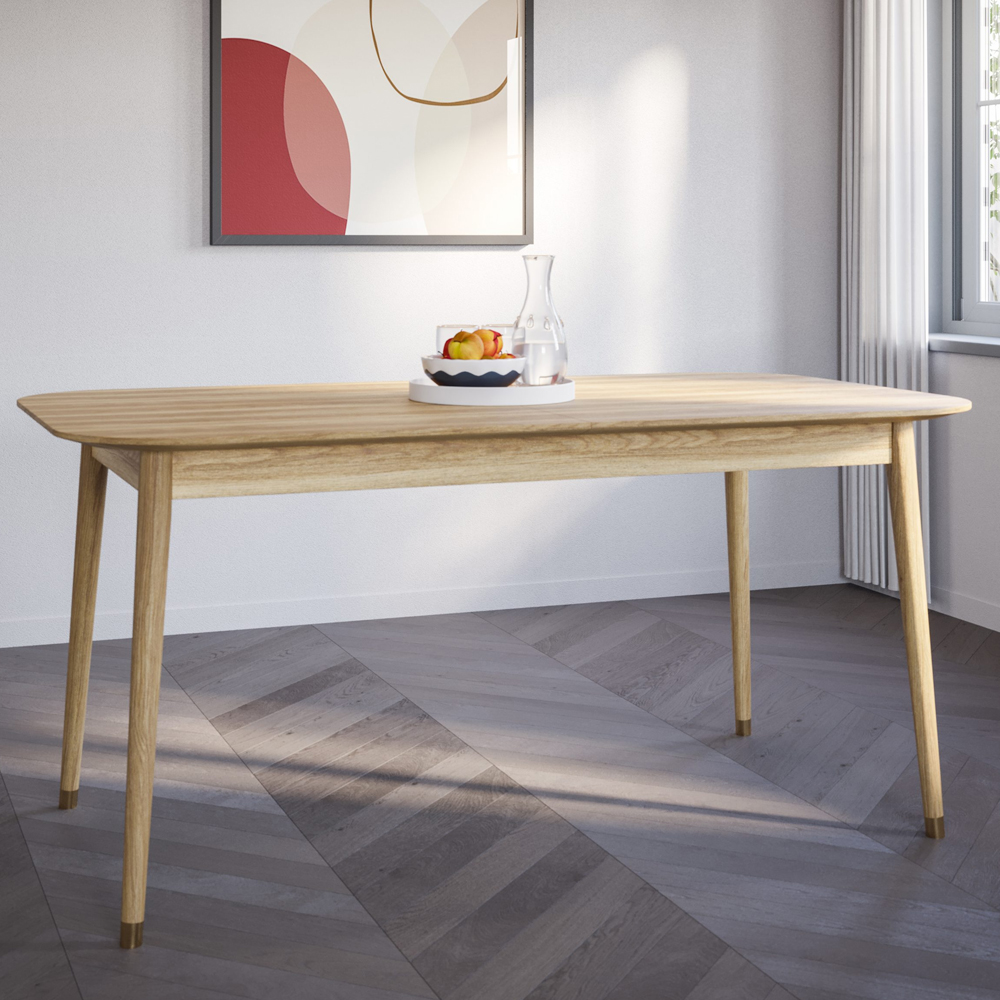 Rumbek Wooden Extending Dining Table With 6 Chairs In Natural