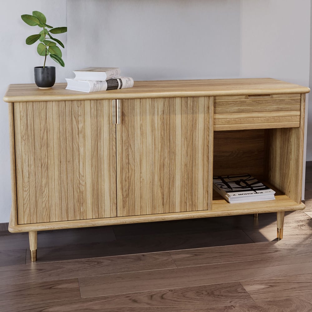 Rumbek Wooden Sideboard With 2 Doors 1 Drawer In Natural