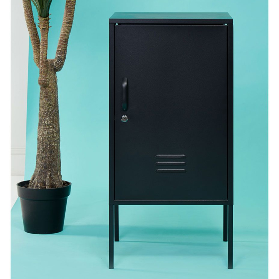 Rumi Metal Locker Storage Cabinet With 1 Door In Black_7