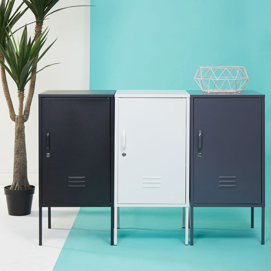 Rumi Metal Locker Storage Cabinet With 1 Door In Grey