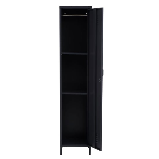 Rumi Tall Metal Locker Storage Cabinet With 1 Door In Black_2