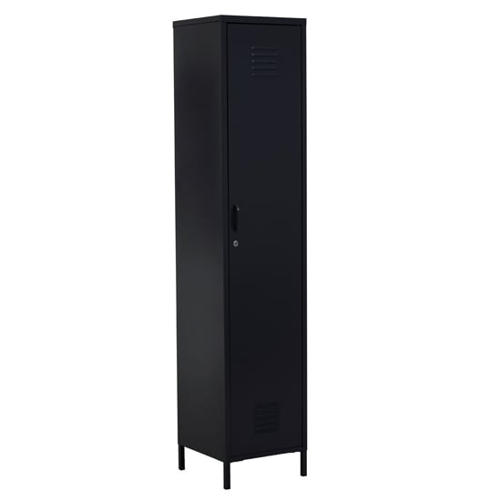 Rumi Tall Metal Locker Storage Cabinet With 1 Door In Black_3