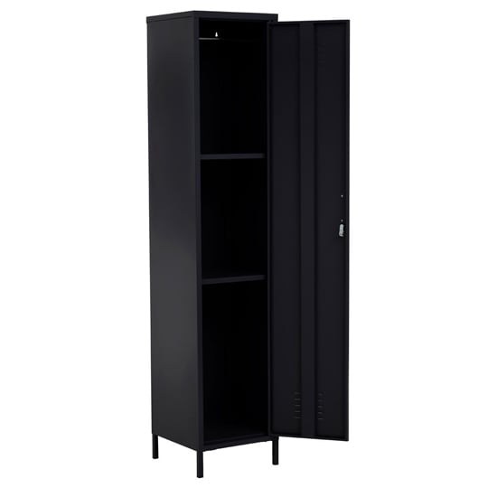Rumi Tall Metal Locker Storage Cabinet With 1 Door In Black_4