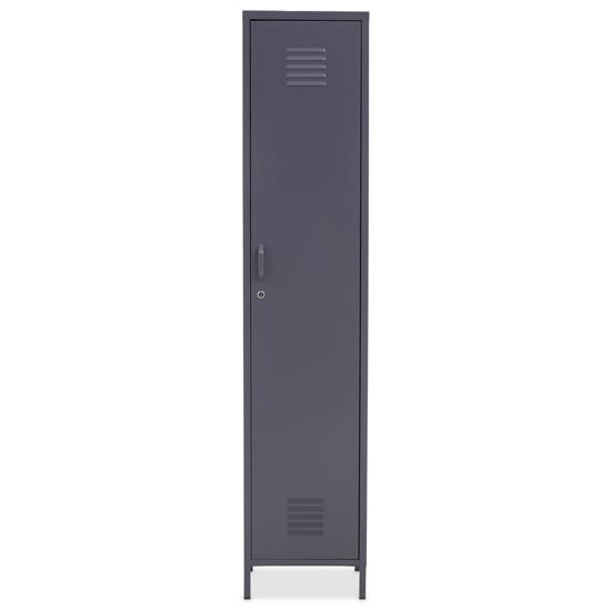 Photo of Rumi tall metal locker storage cabinet with 1 door in grey