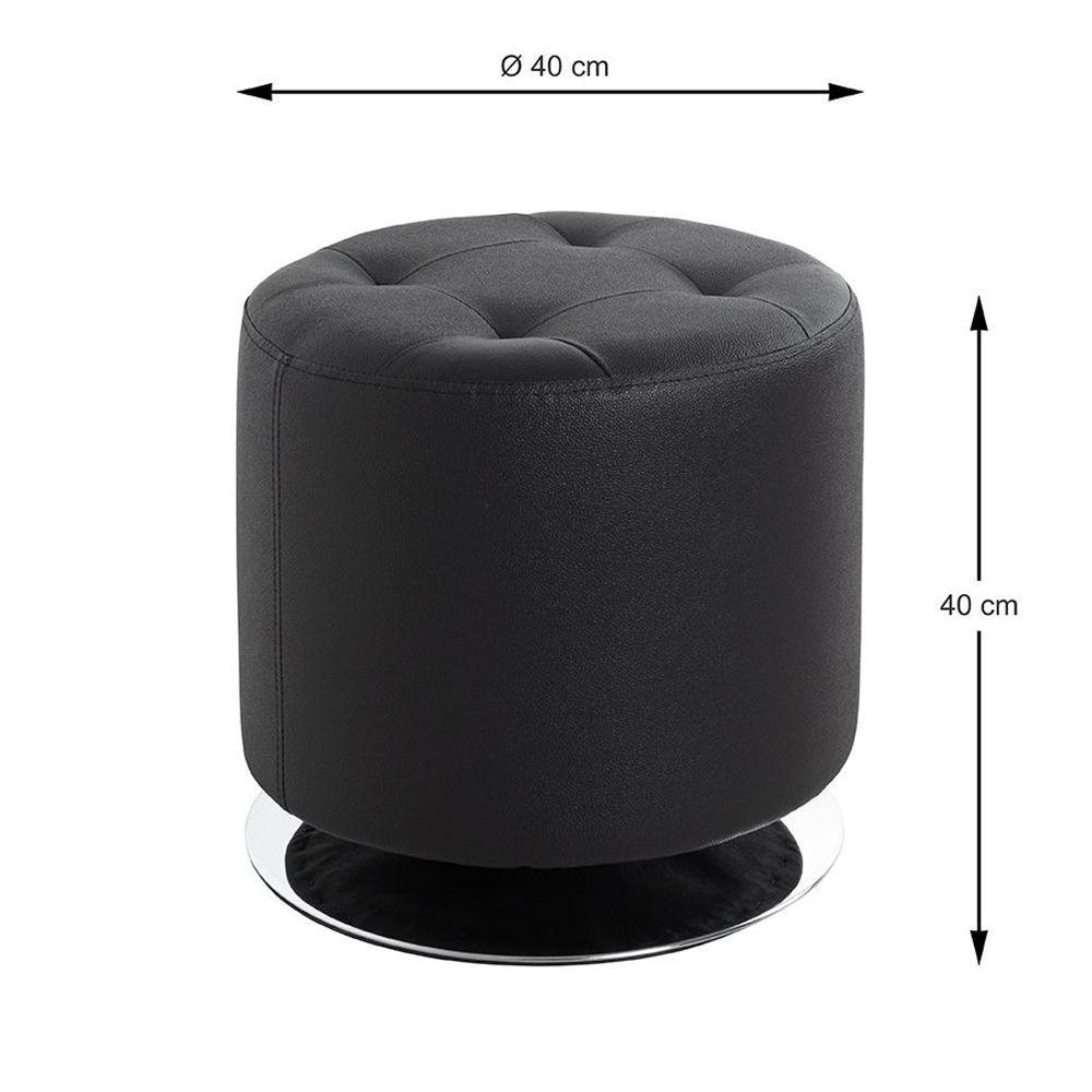 Runnells Leather Stool With Chrome Base In Black