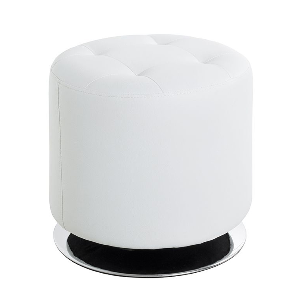 Runnells Leather Stool With Chrome Base In White