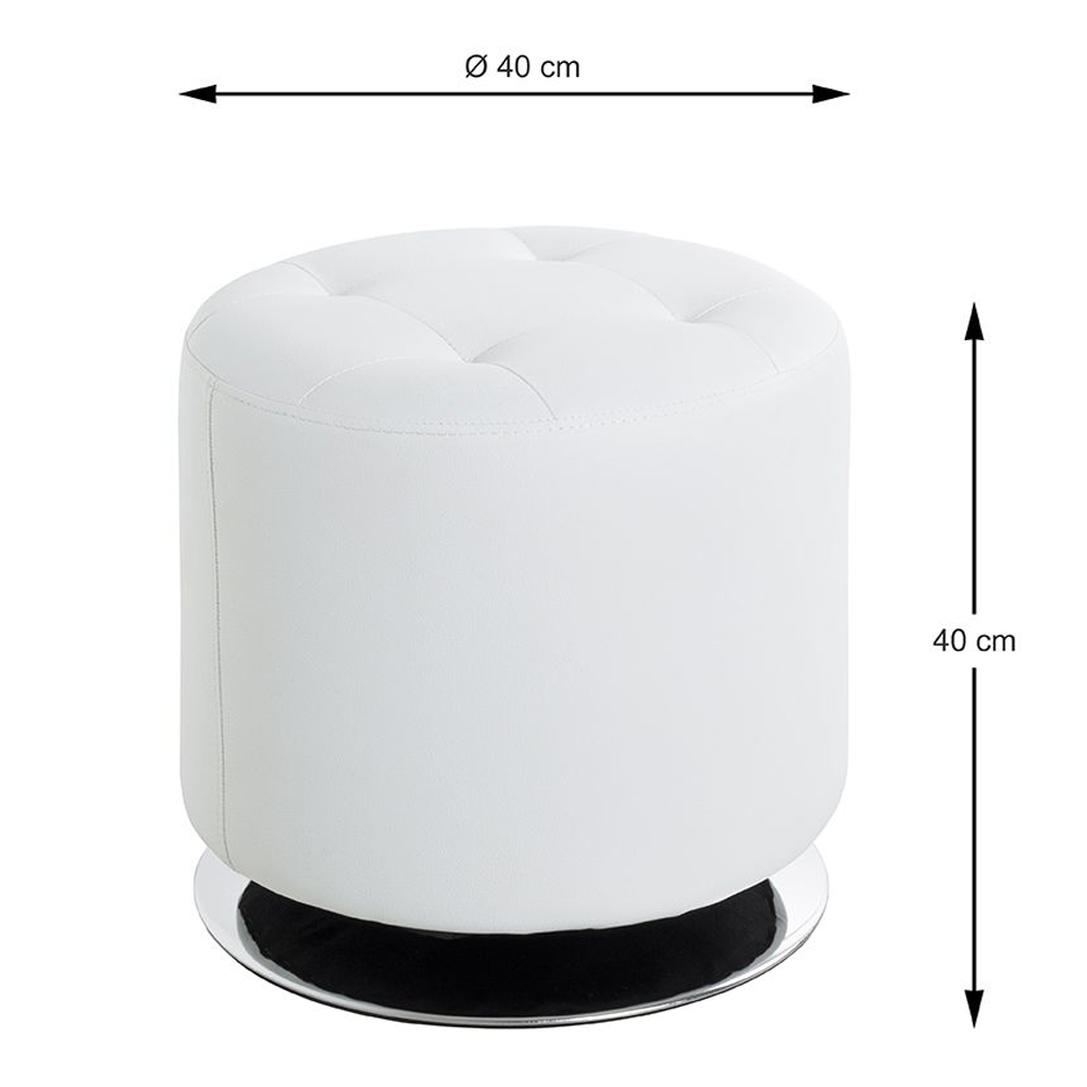 Runnells Leather Stool With Chrome Base In White