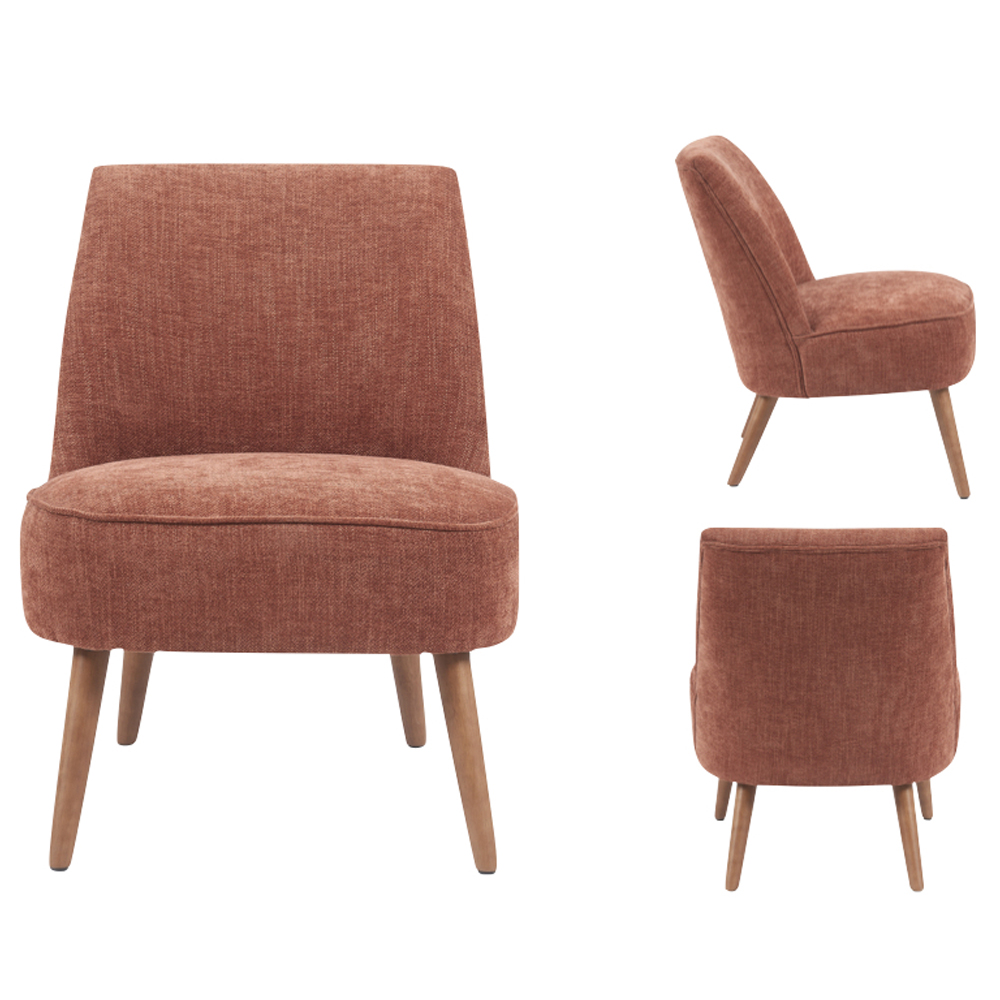 Rupert Fabric Bedroom Chair With Wooden Legs In Copper