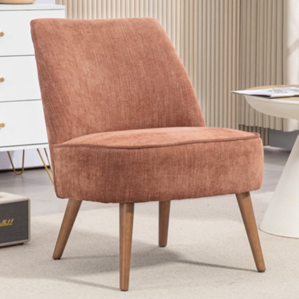Rupert Fabric Bedroom Chair With Wooden Legs In Copper