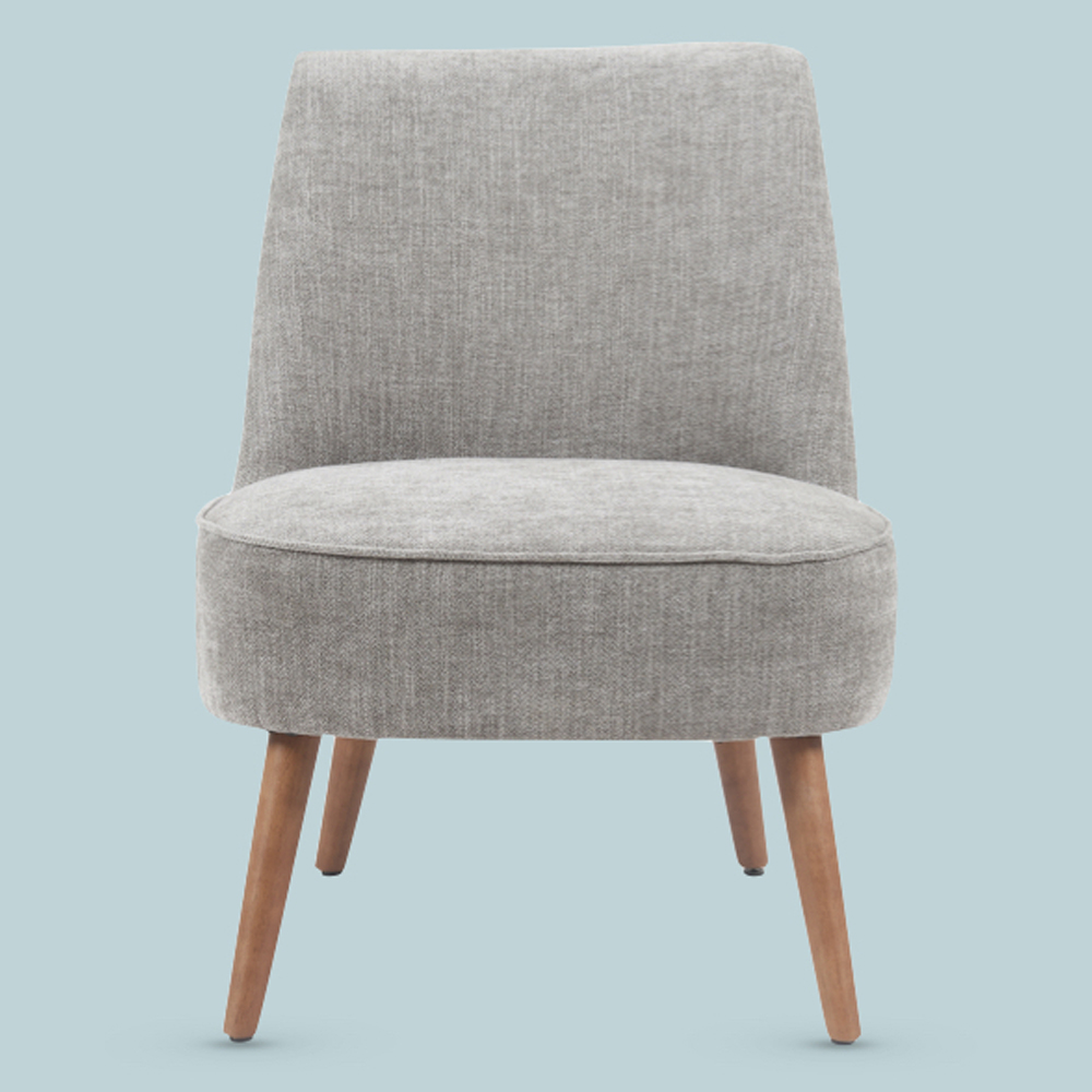 Rupert Fabric Bedroom Chair With Wooden Legs In Grey