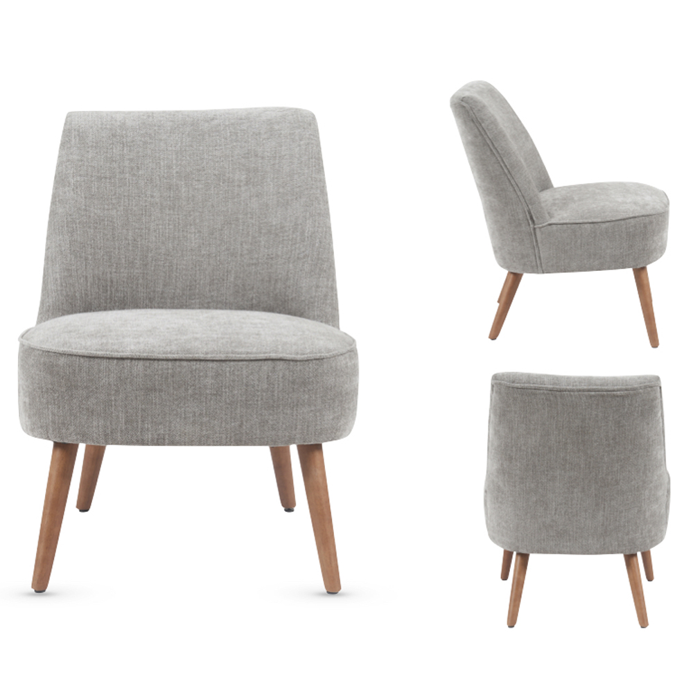 Rupert Fabric Bedroom Chair With Wooden Legs In Grey