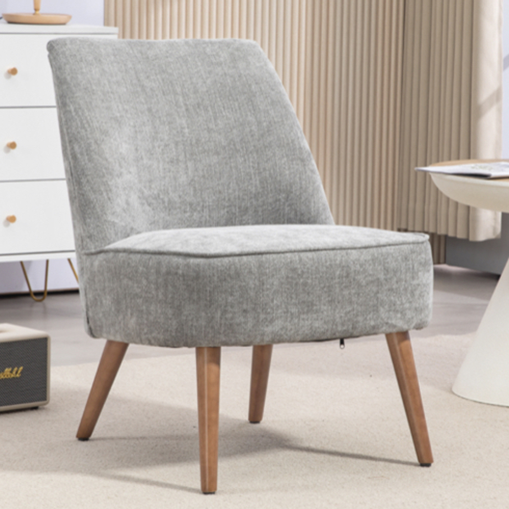 Rupert Fabric Bedroom Chair With Wooden Legs In Grey