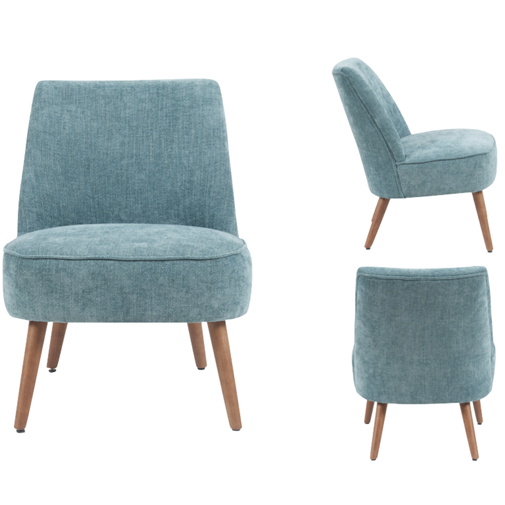 Rupert Fabric Bedroom Chair With Wooden Legs In Teal