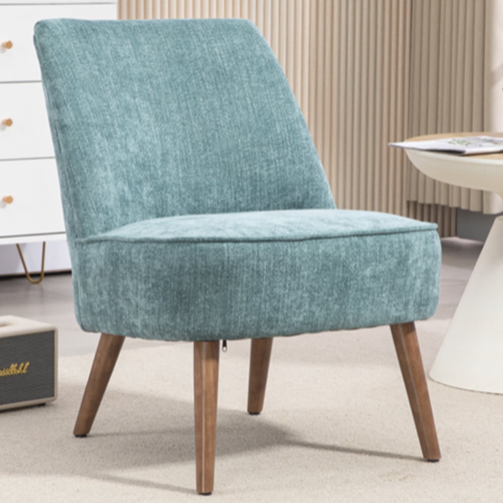 Rupert Fabric Bedroom Chair With Wooden Legs In Teal